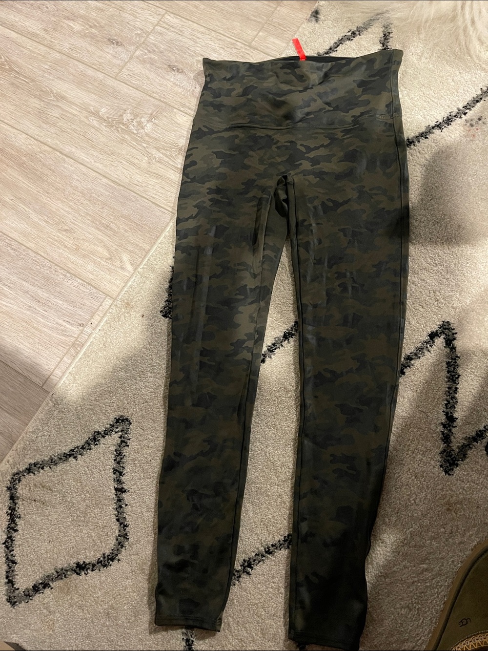 SPANX Black Leggings with Red Logo Tag